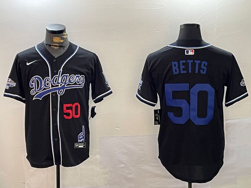 Men Los Angeles Dodgers #50 Betts Black Game 2024 Nike MLB Jersey style 12023